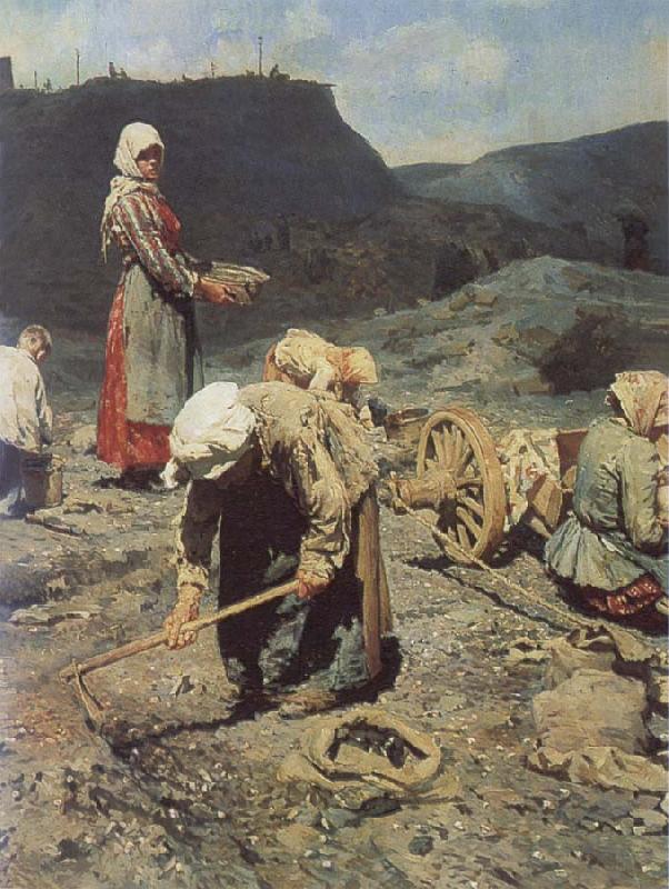 Nikolai Kasatkin Poor People Collecting Coal in an Abandoned Pit